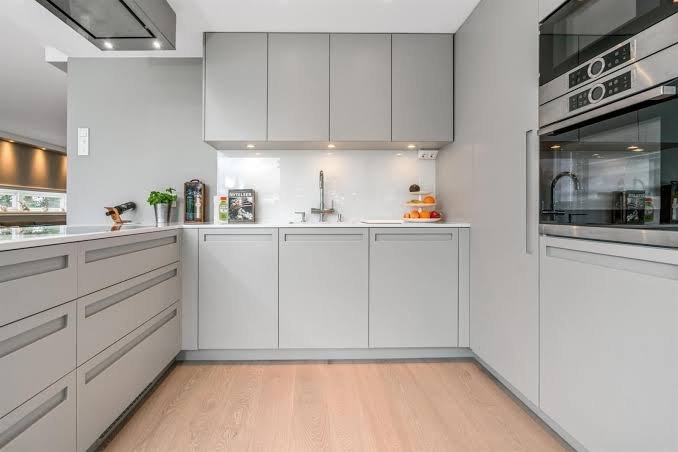 A modern grey laminate kitchen